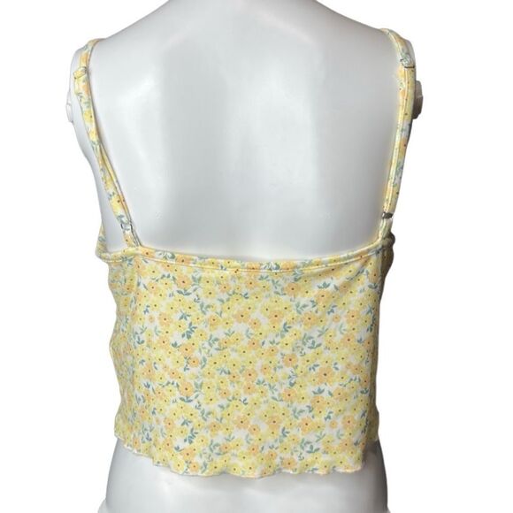 Weekend Edition Soft Floral Keyhole Cropped Tank top Yellow Size Medium - Picture 3 of 3